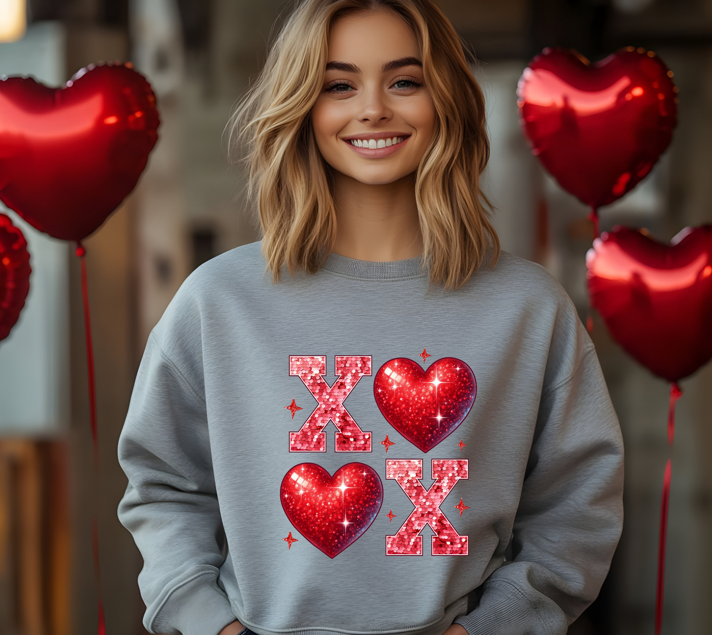 XoXo Red Disco Crewneck