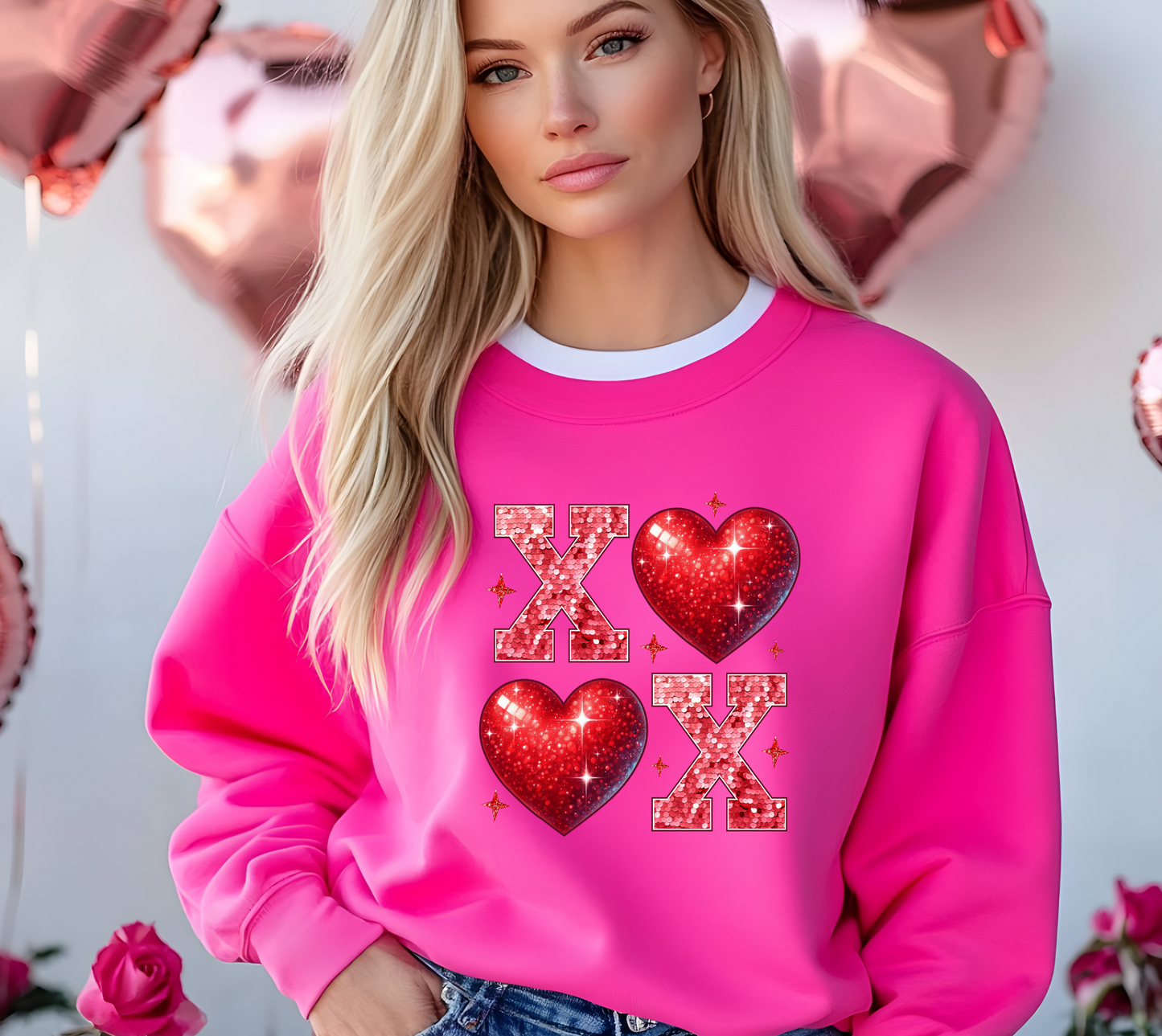 XoXo Red Disco Crewneck