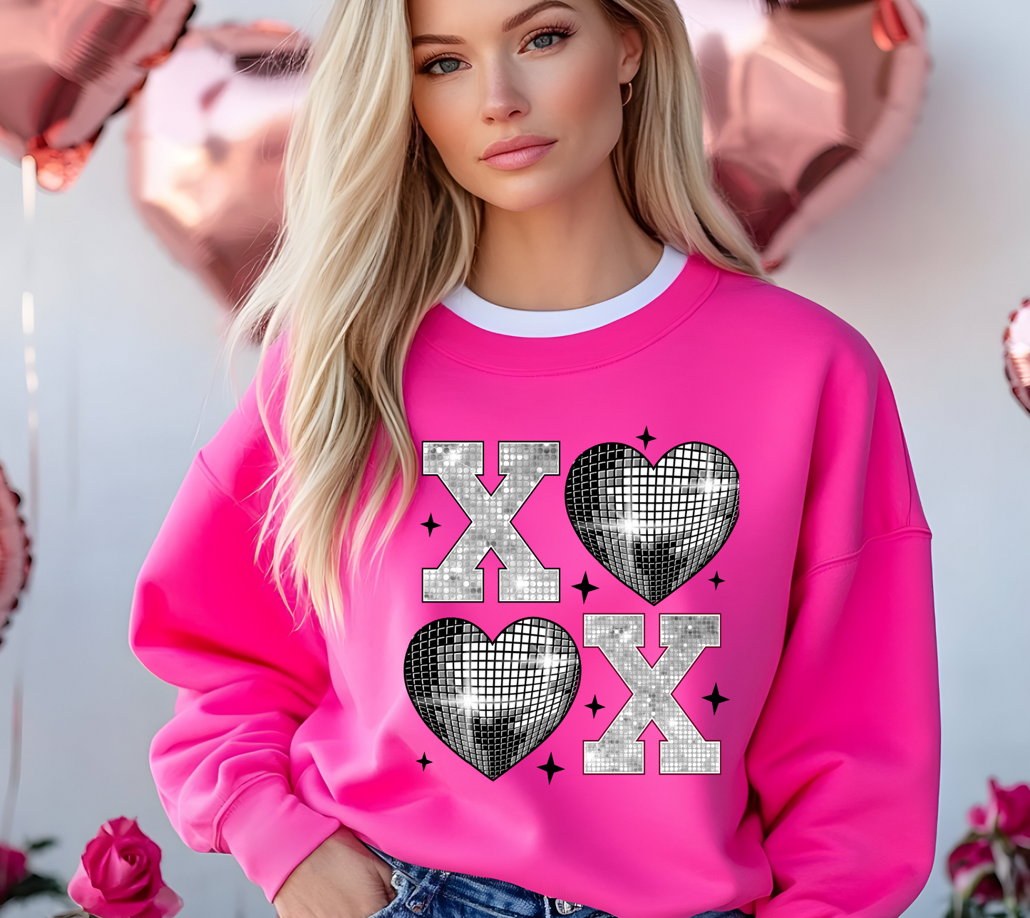 XoXo Grey Disco Crewneck