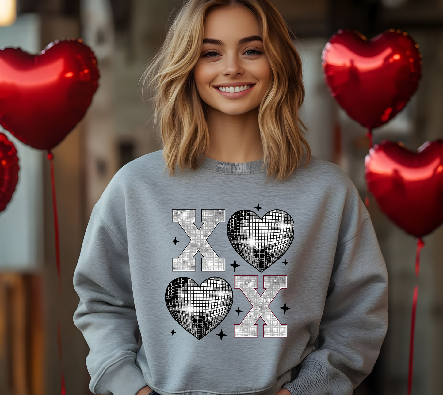 XoXo Grey Disco Crewneck