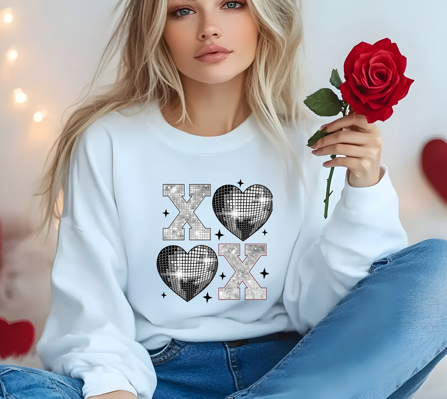 XoXo Grey Disco Crewneck