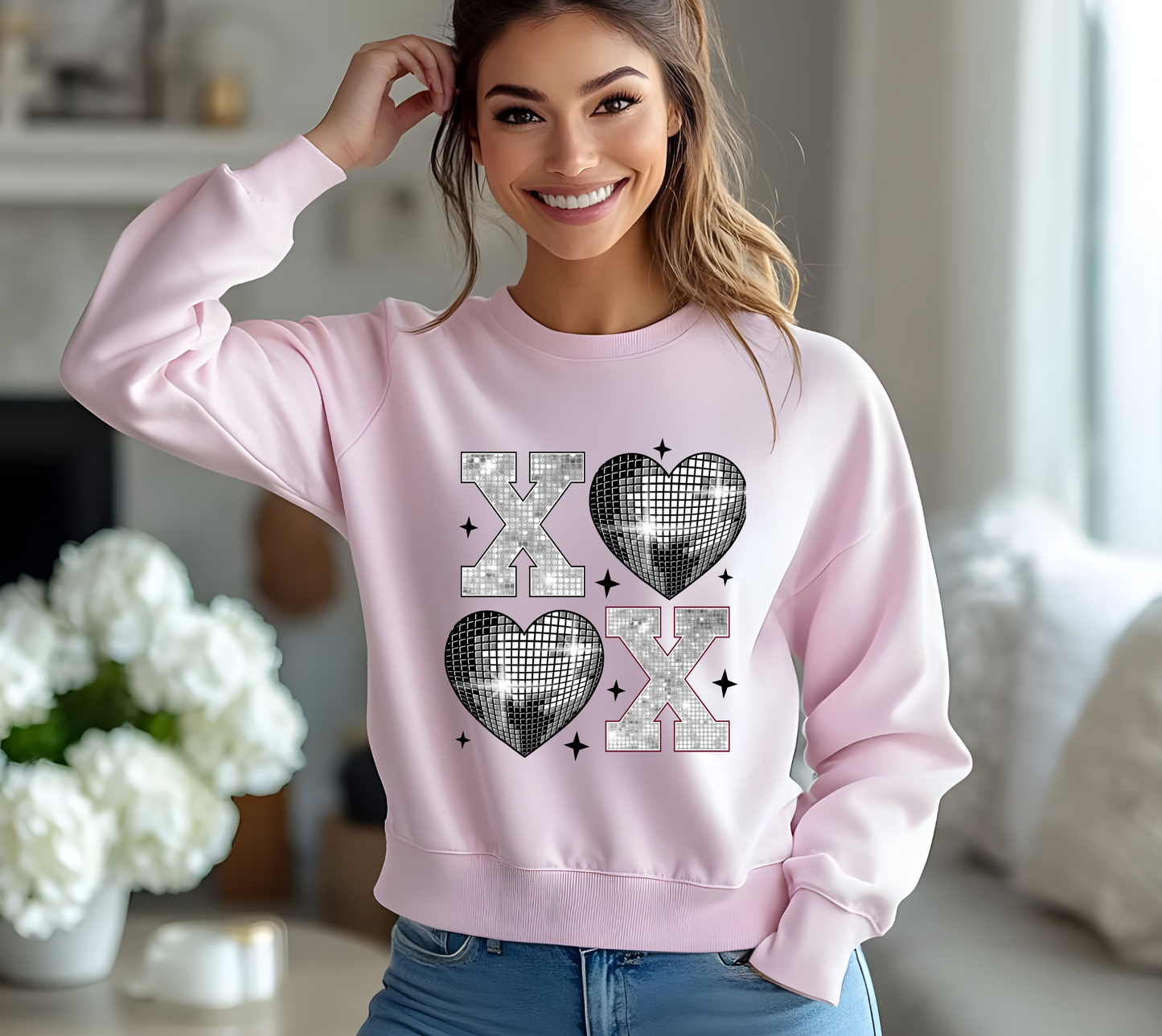 XoXo Grey Disco Crewneck