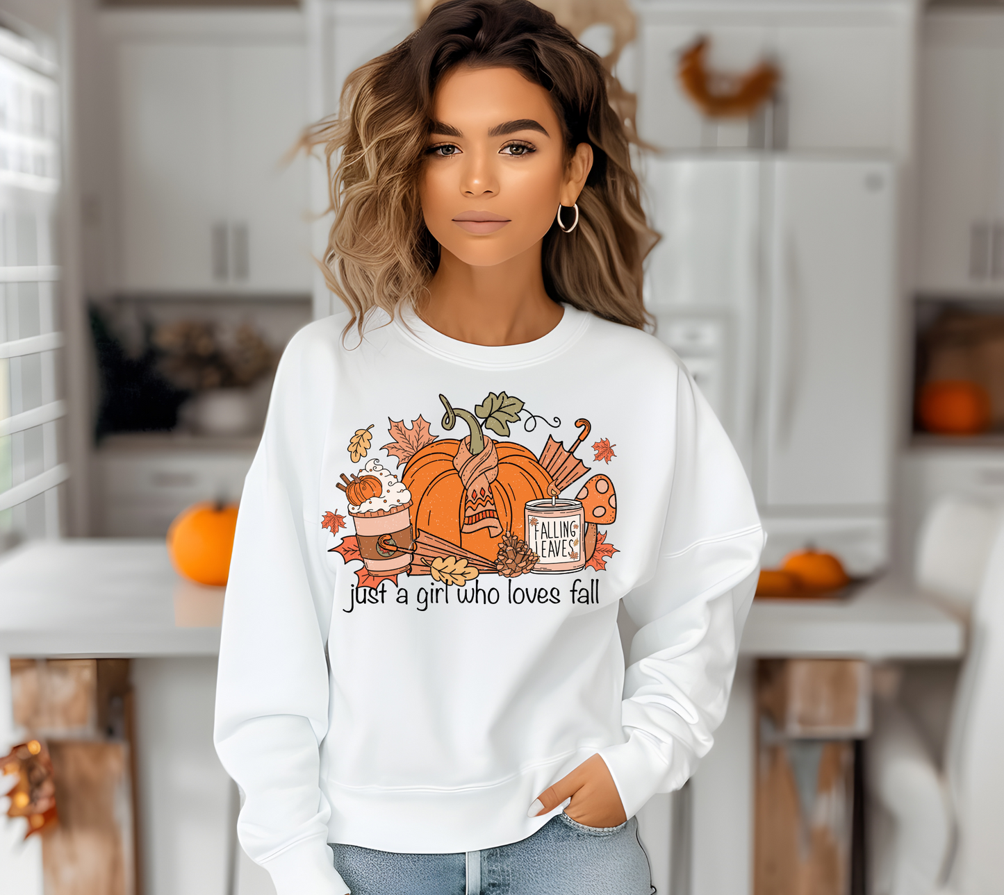 Fall Girl White Crewneck