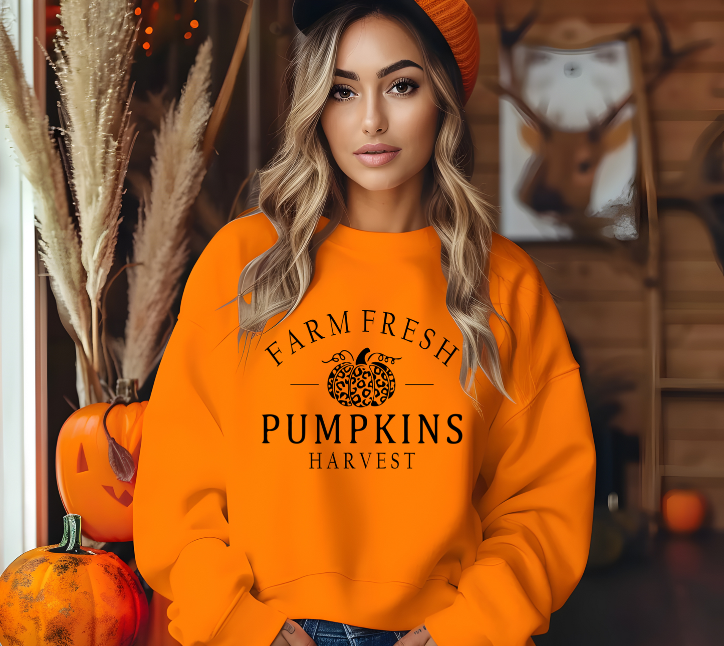 Farm Fresh Pumpkins Orange Crewneck