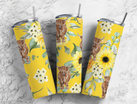 Yellow Floral Highland 20 oz Tumbler