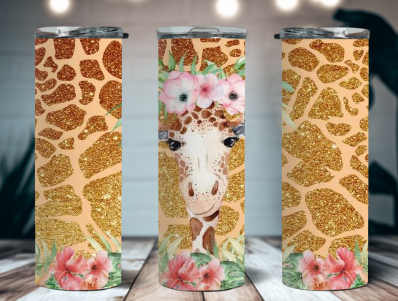 Floral Giraffe 20 oz Tumbler