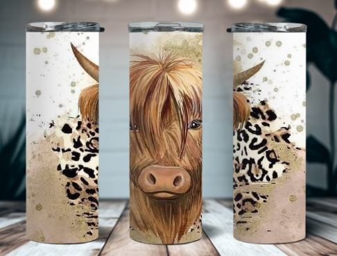 Leopard Highland Cow 20 oz Tumbler