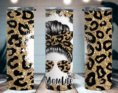 Mom Life Leopard Glitter 20 oz Tumbler